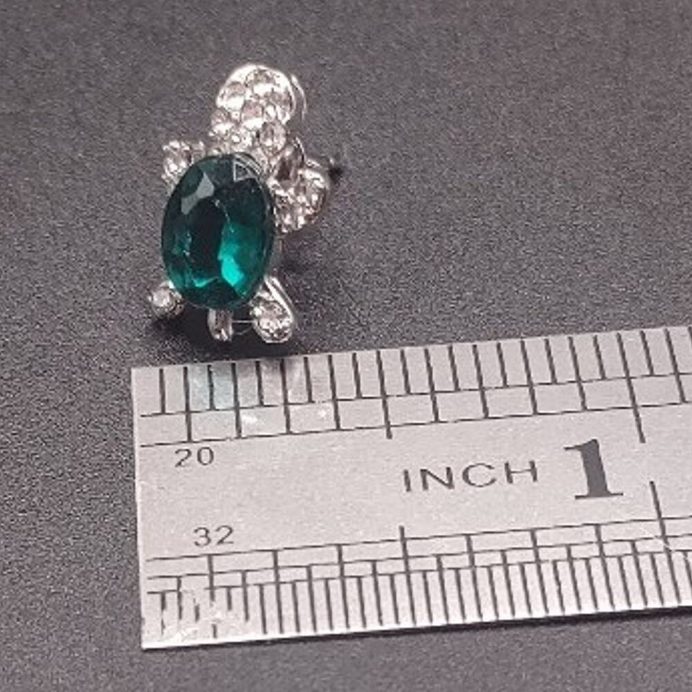 Dainty 925 Silver Sea Turtle Earrings W/ CZ Green Emerald Women's Birthday Gift